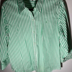 Women’s Green striped Lauren, by Ralph Lauren Cotton Blouse .